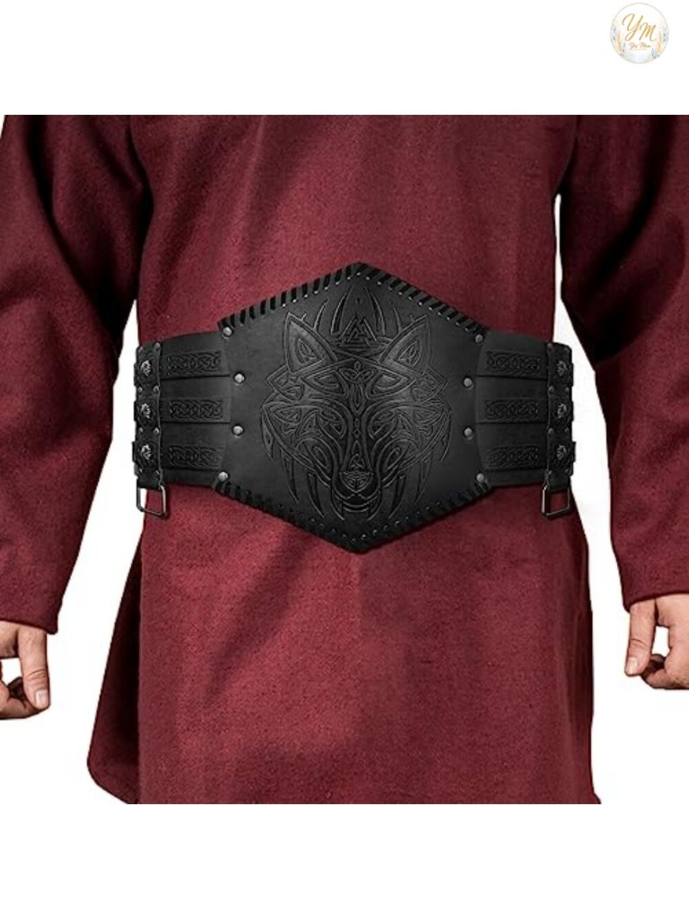 Viking Embossed Faux Leather Wide Belt Waist Armor LARP Costume Corset